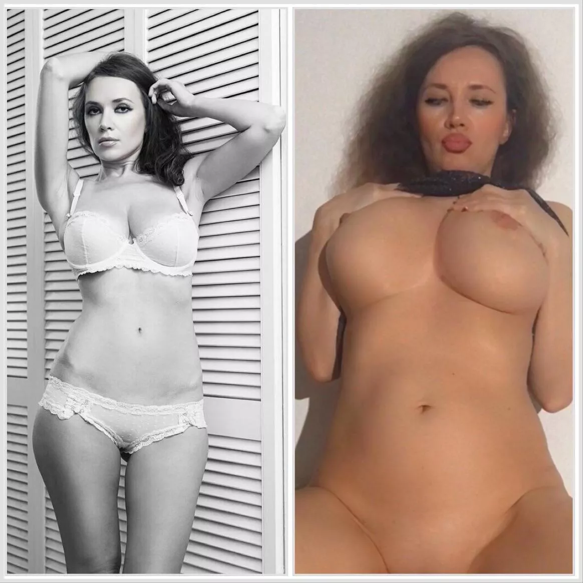 First just in a nice lingerie then horny slut