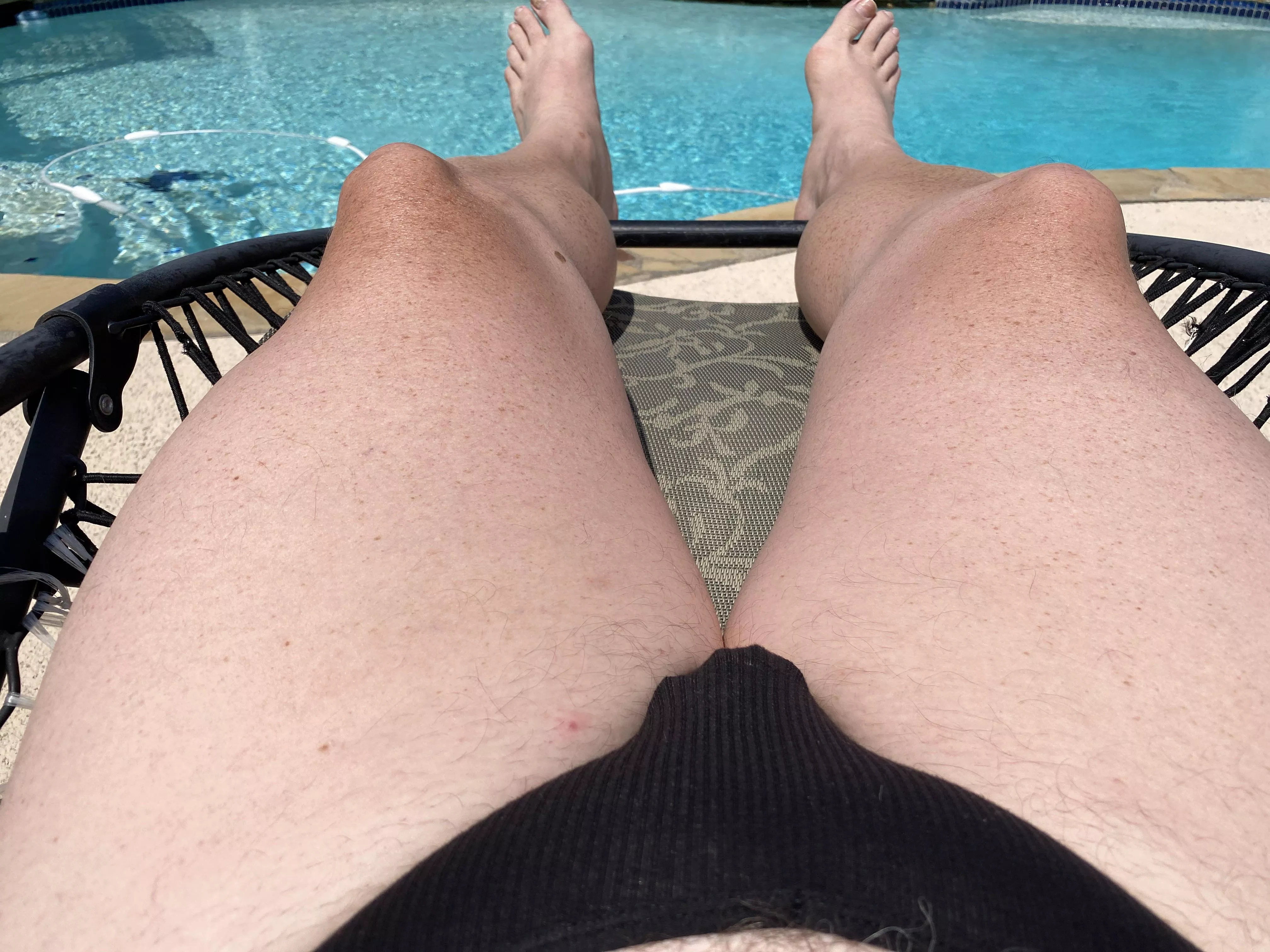 Wearing my cage by the pool