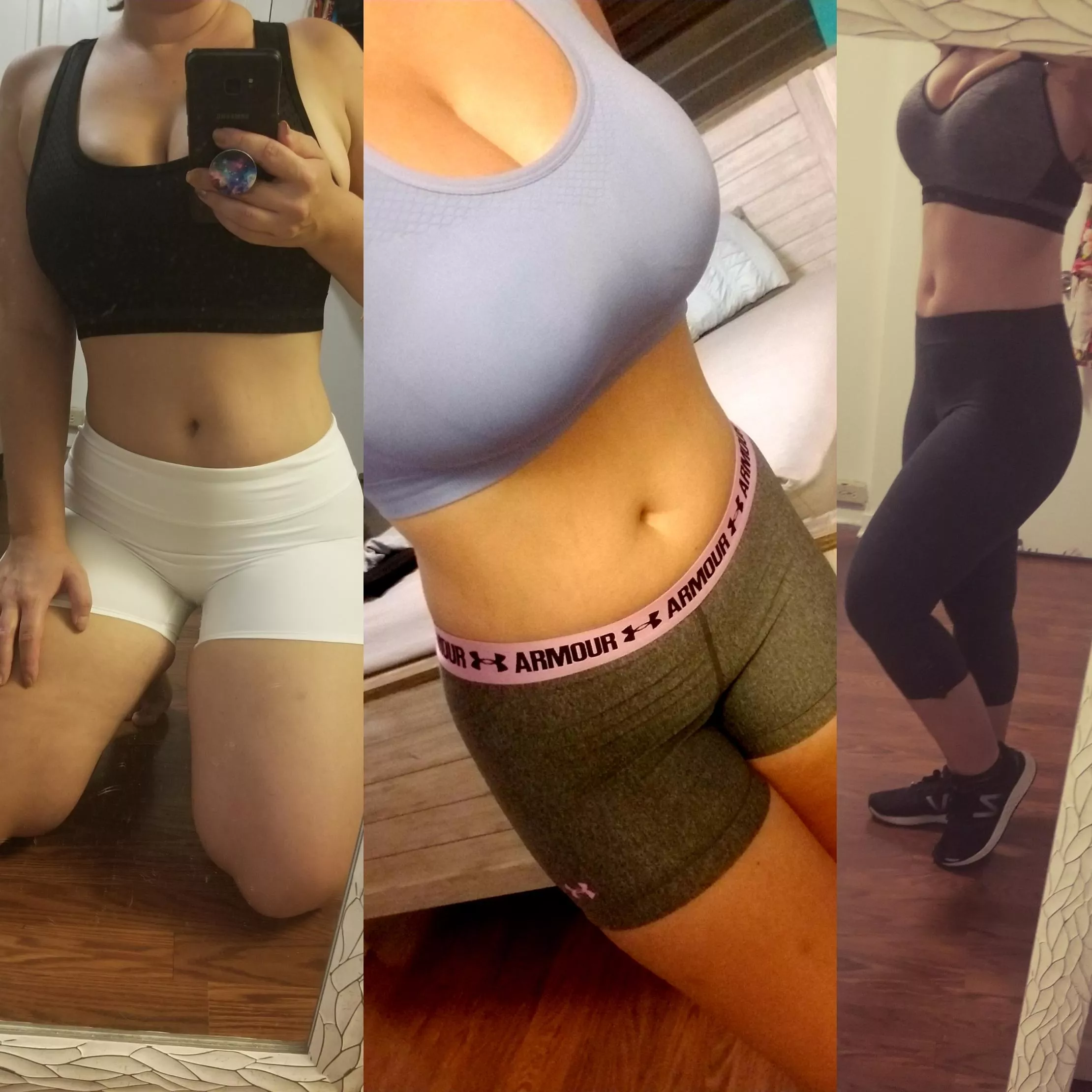 When his [f]etish is approving of your workout attire before you leave the house, you send him selfies like this while he's at work.