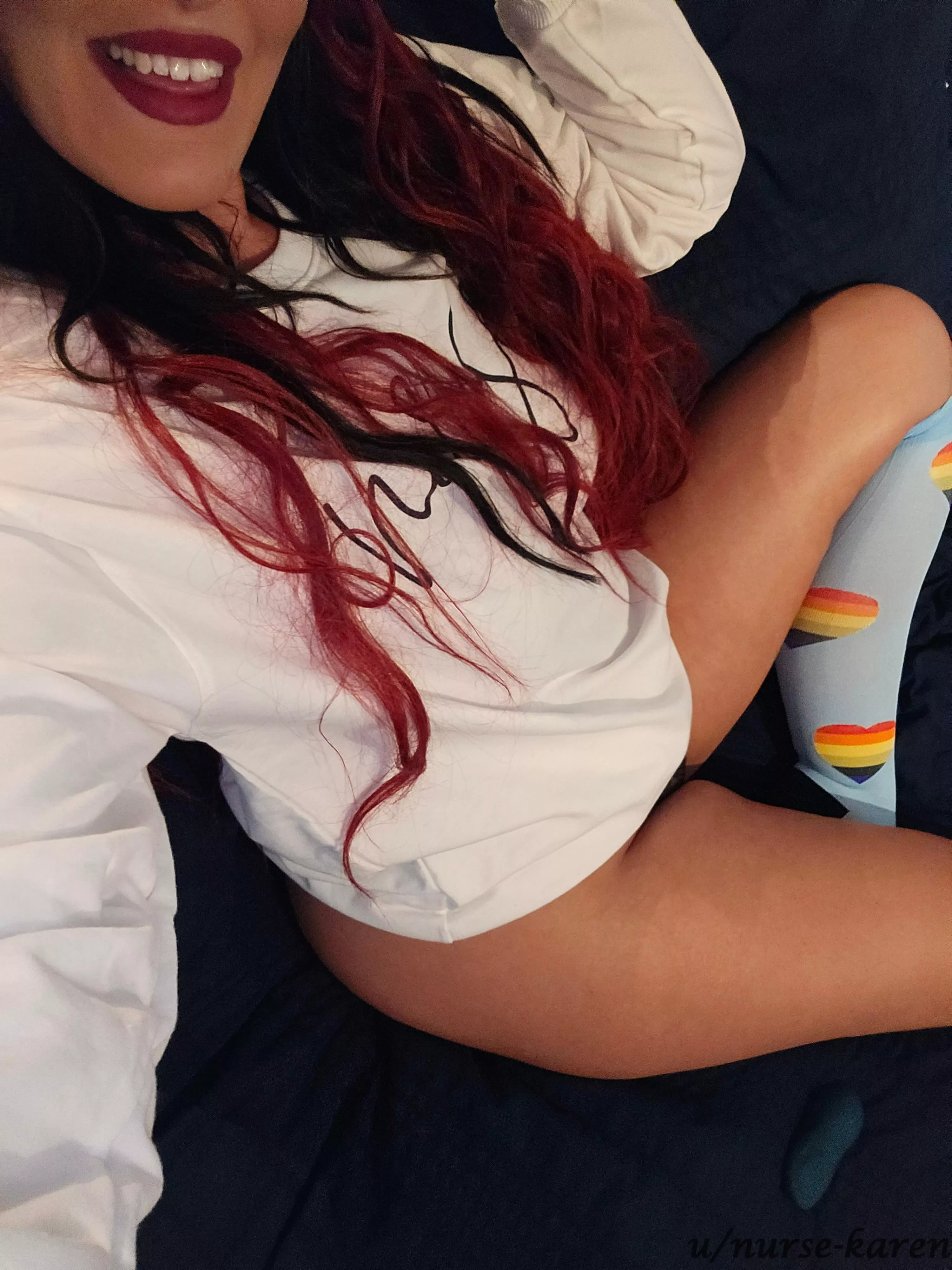 after a long shift she is definitely looking for some stress relief