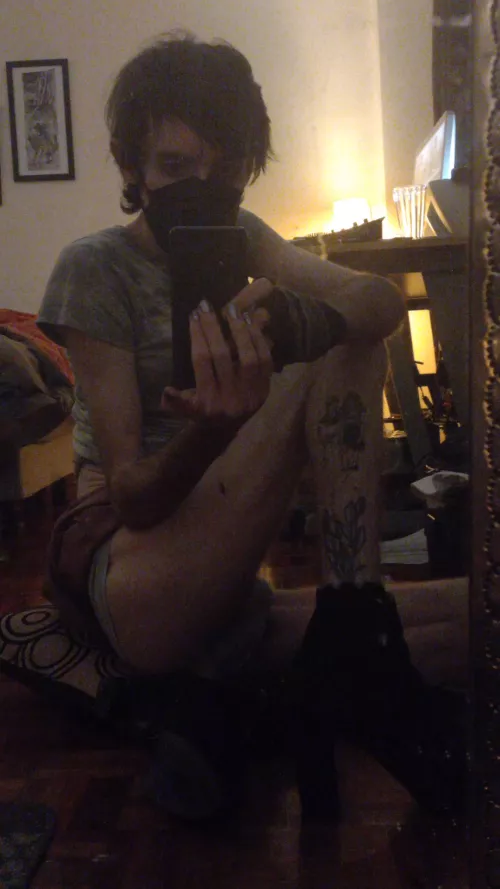 Blonde slut likes to kneel on heels.