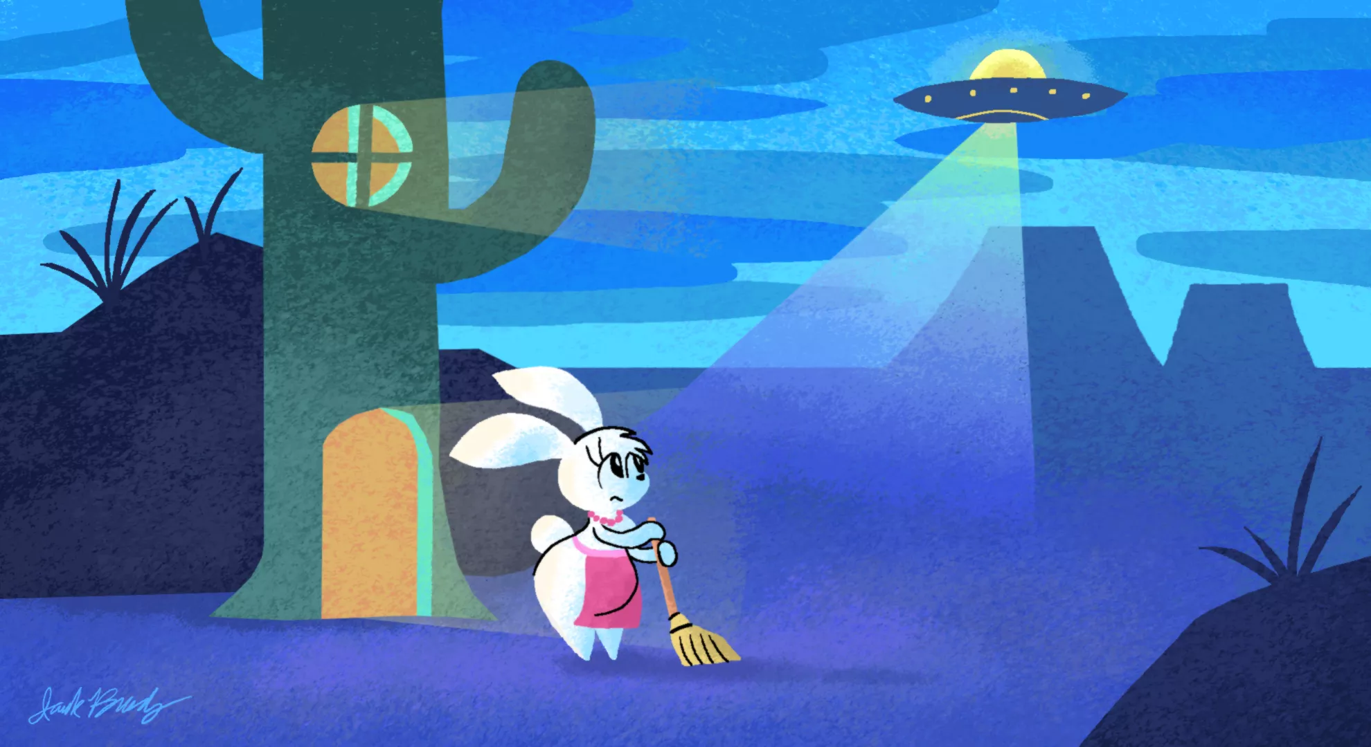 Decided to draw a UFO picture. With a chonky bunny