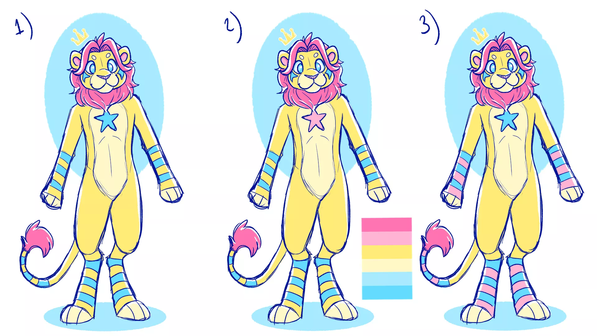 Doing a redesign of my character with this color palette, which one do you think is better?