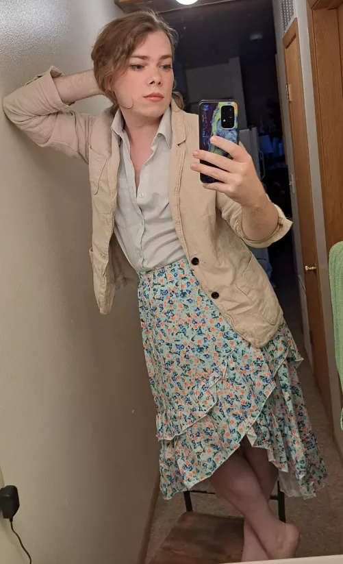 First attempt at makeup and wearing a skirt. What are your honest thoughts? Any pointers?