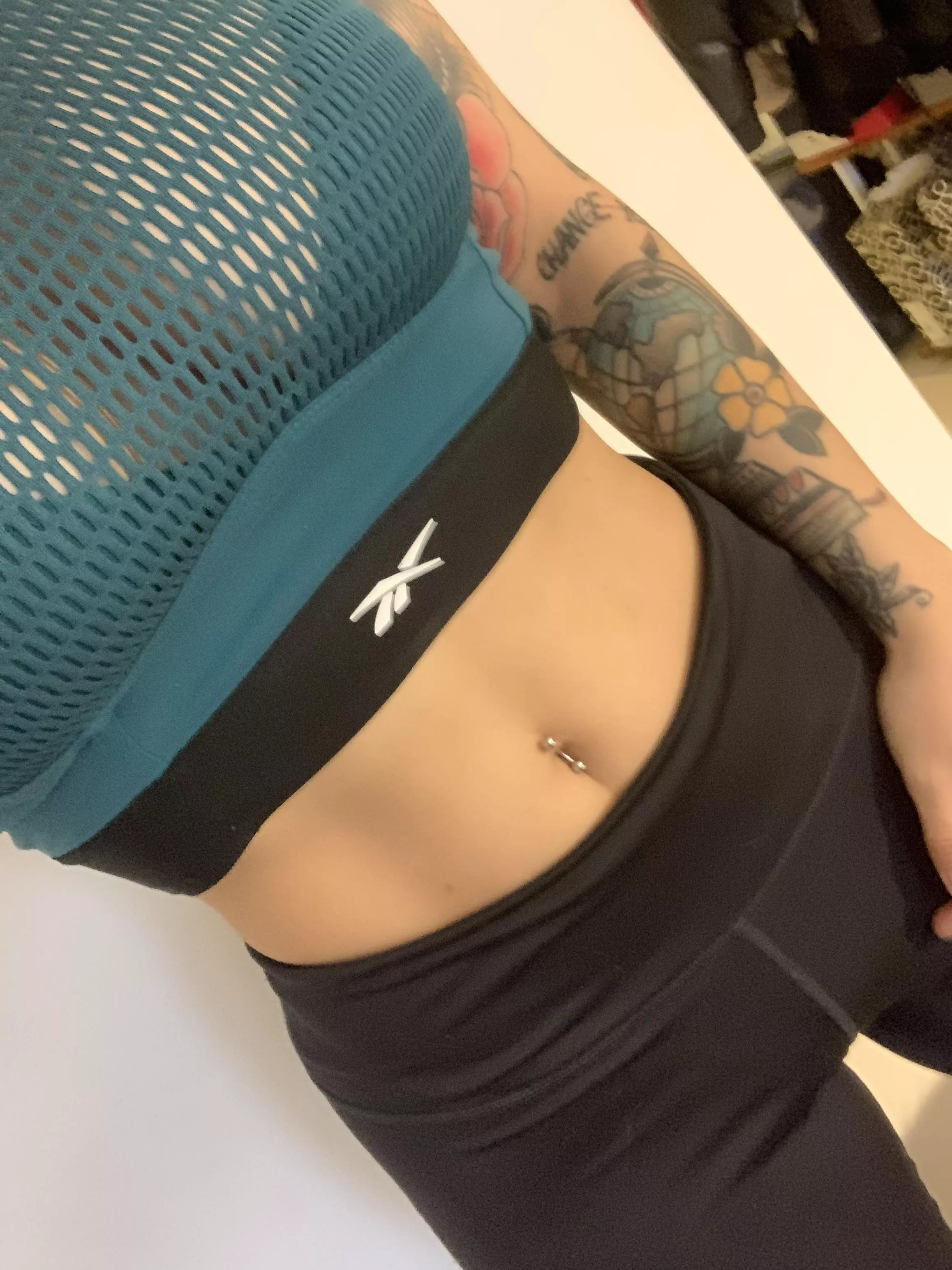 Belly button with piercing