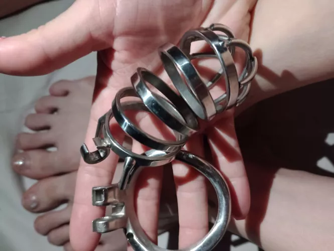 How do you like this chastity cage? Does your cock fit in here? I'm not interested.