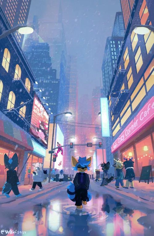 snowy streets 🌨️❄️ | art by me @vulkiri on twitter :3