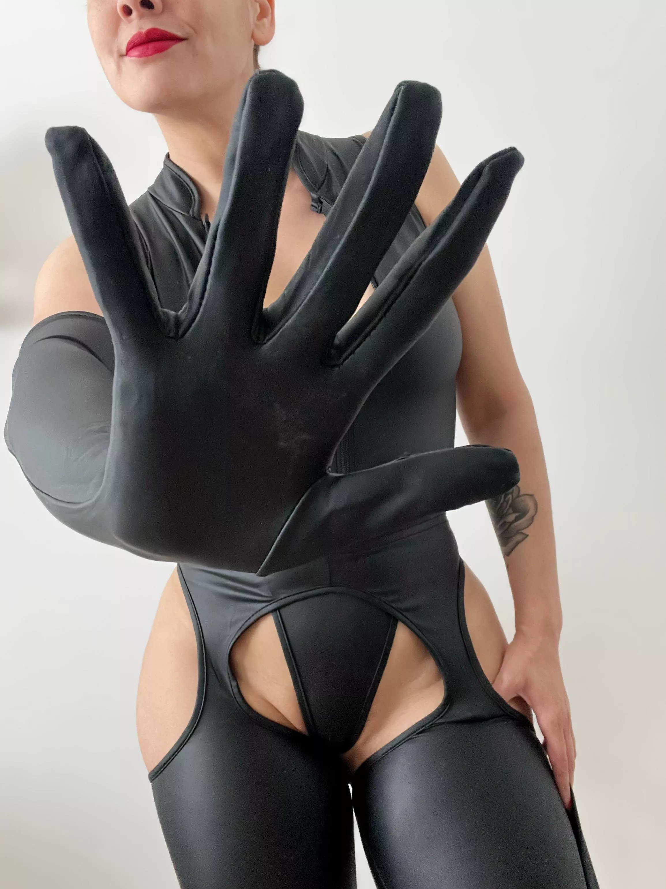 Would you like to feel the amazing touch of my leather gloves on your body?