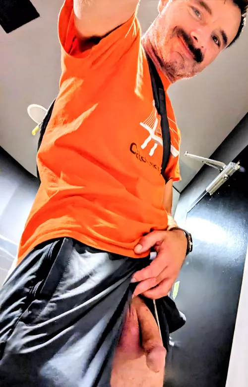 Follow dad to the urinal for a peek