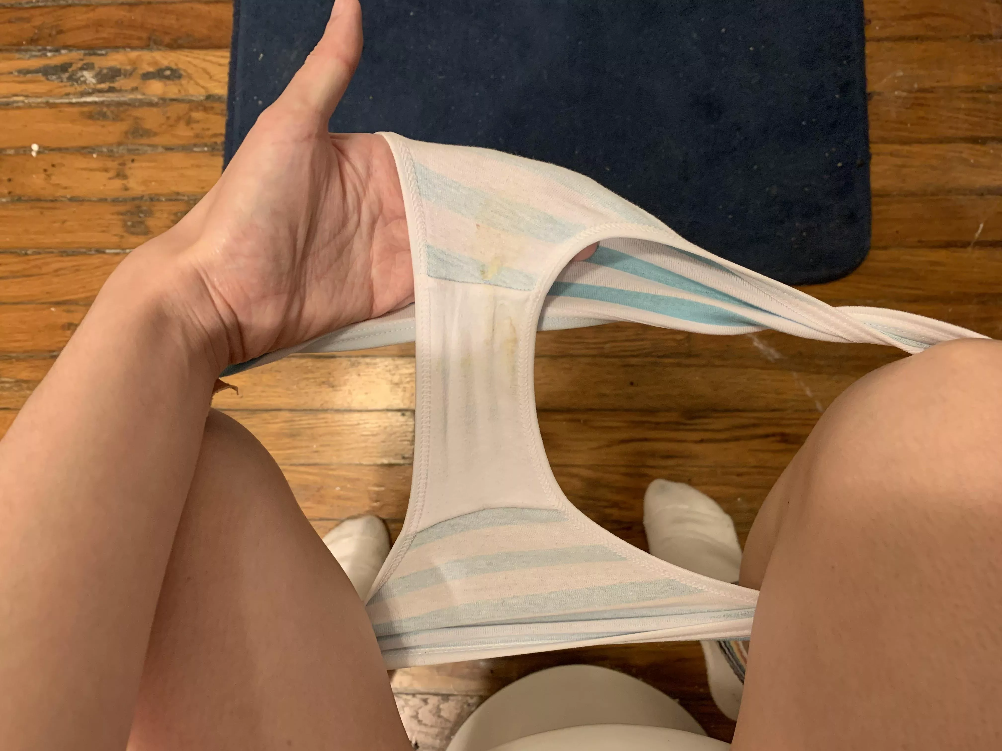 POV: you're standing over me as I pee, looking at my dirty gusset