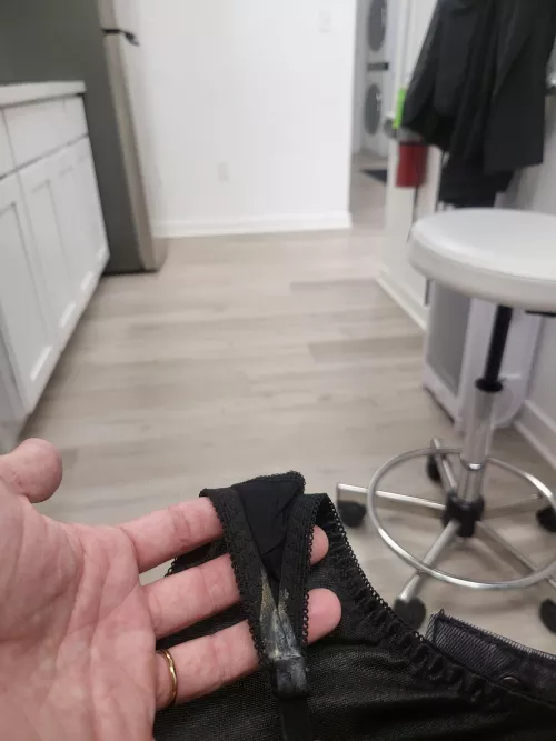 Took this in the break room 🫣 **satin t-string**