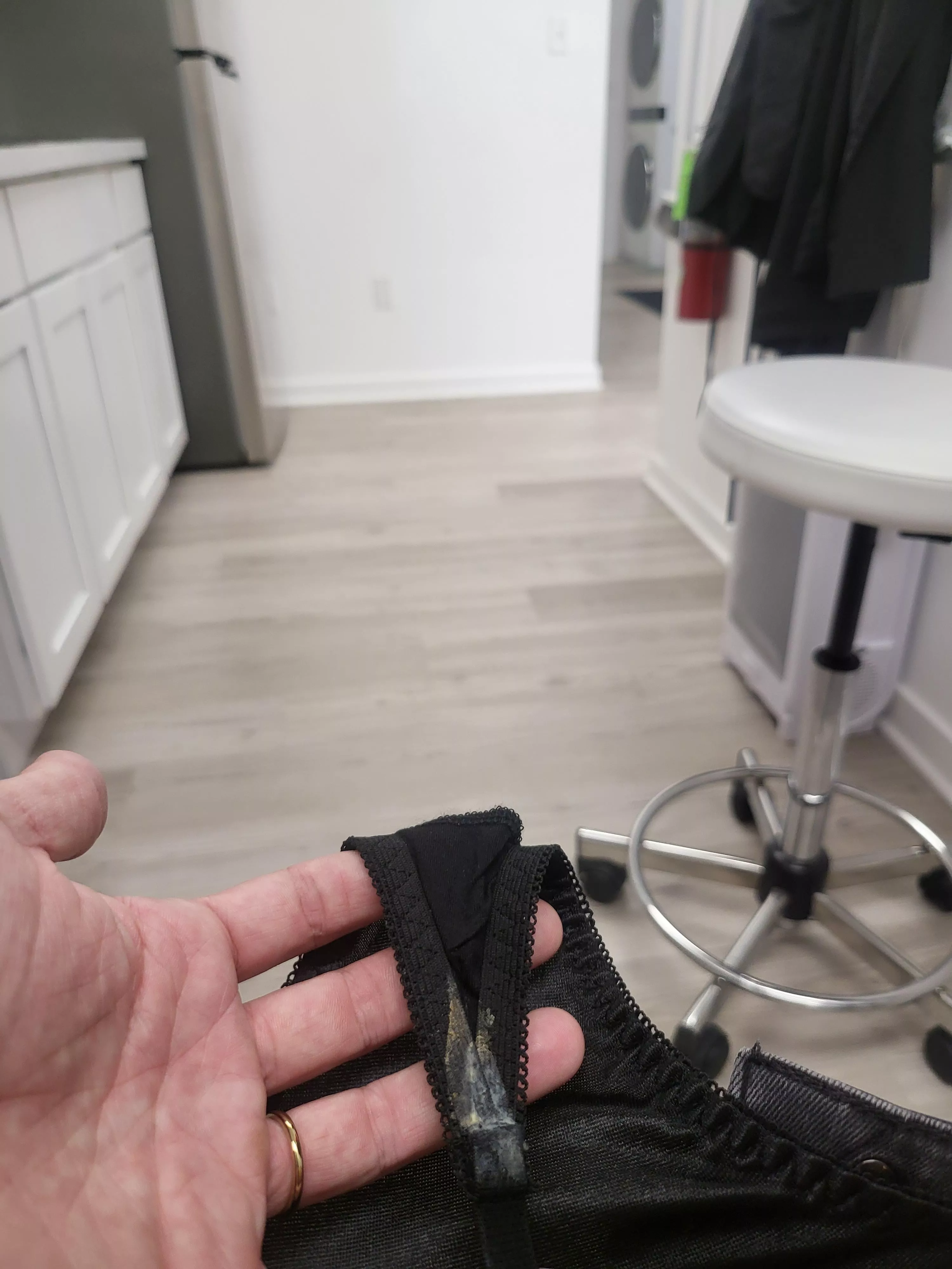 Took this in the break room 🫣 **satin t-string**