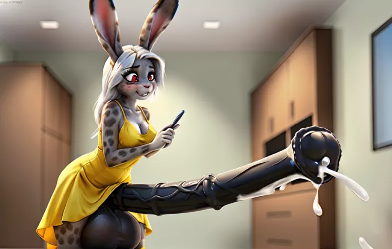 Long bun creams herself [AI]