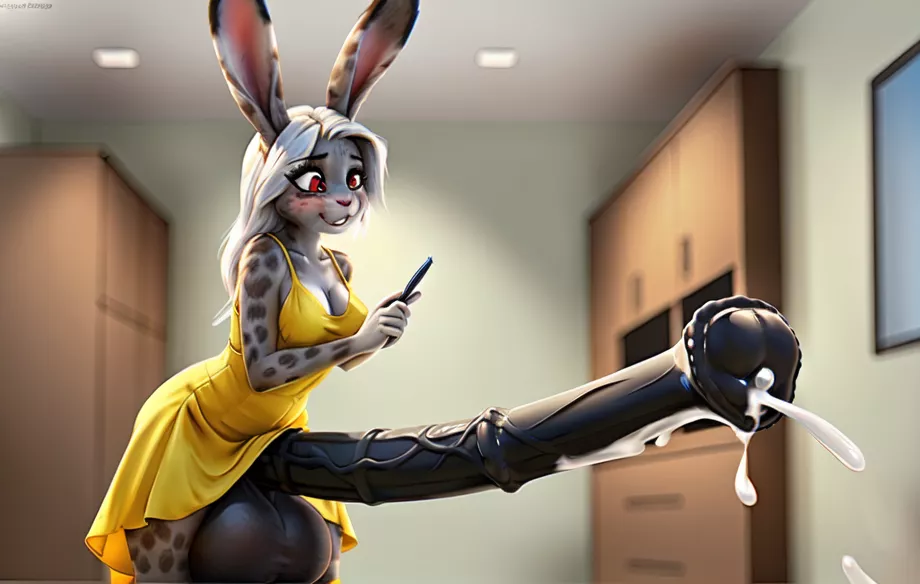 Long bun creams herself [AI]