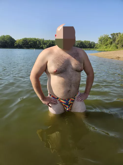Rocking a thong at the public lake!