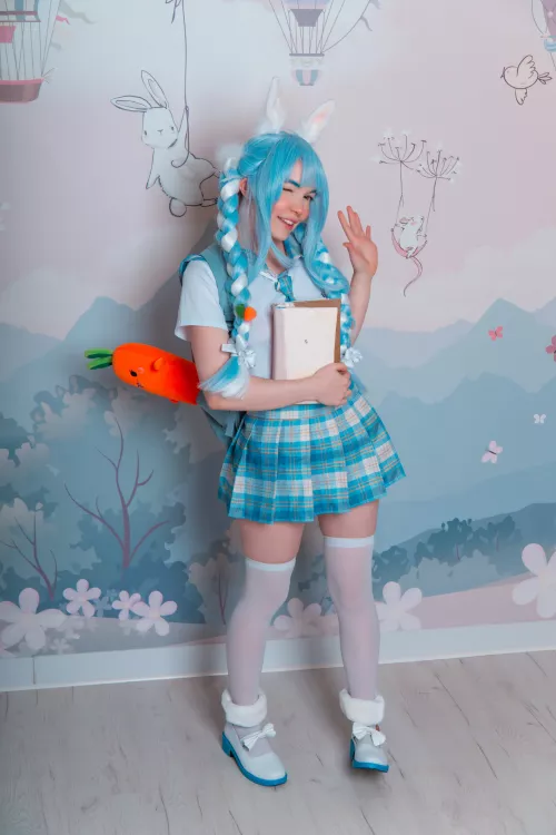 School girl Pekora cosplay by Murrning_Glow