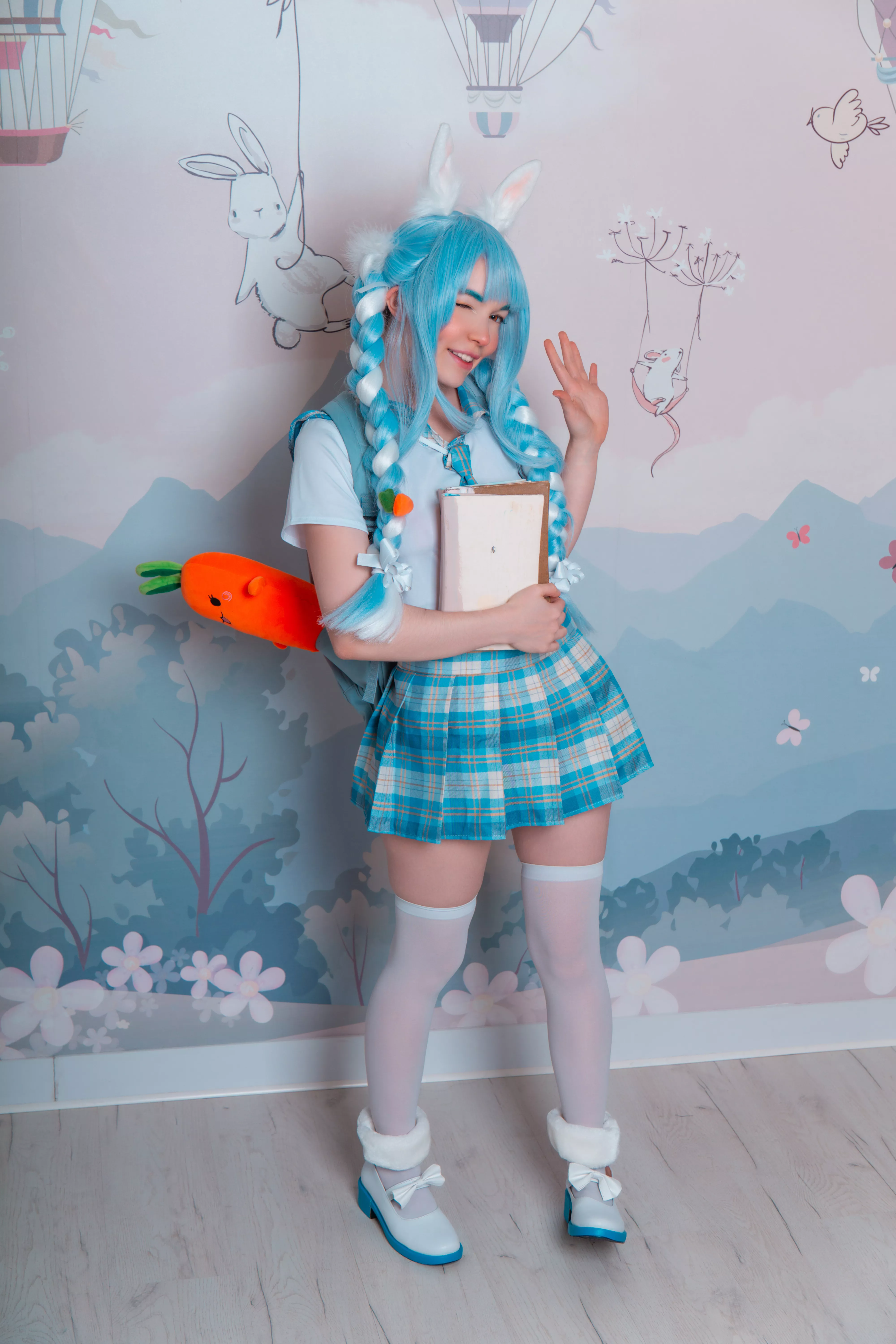 School girl Pekora cosplay by Murrning_Glow
