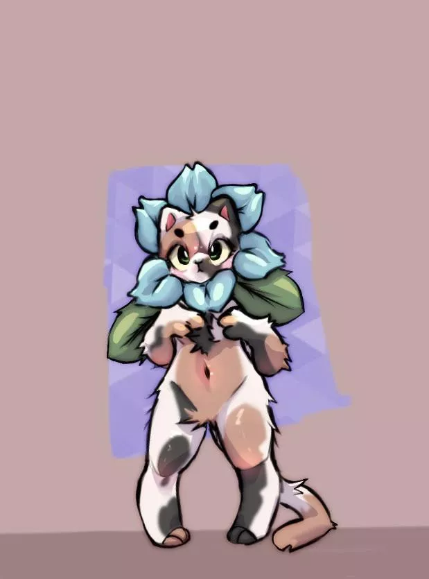 flower kitty art by me :3c