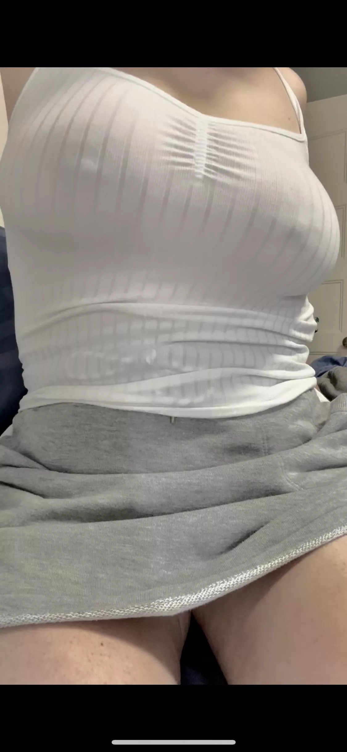 Not only am I not wearing a bra, but I’m not wearing any underclothing