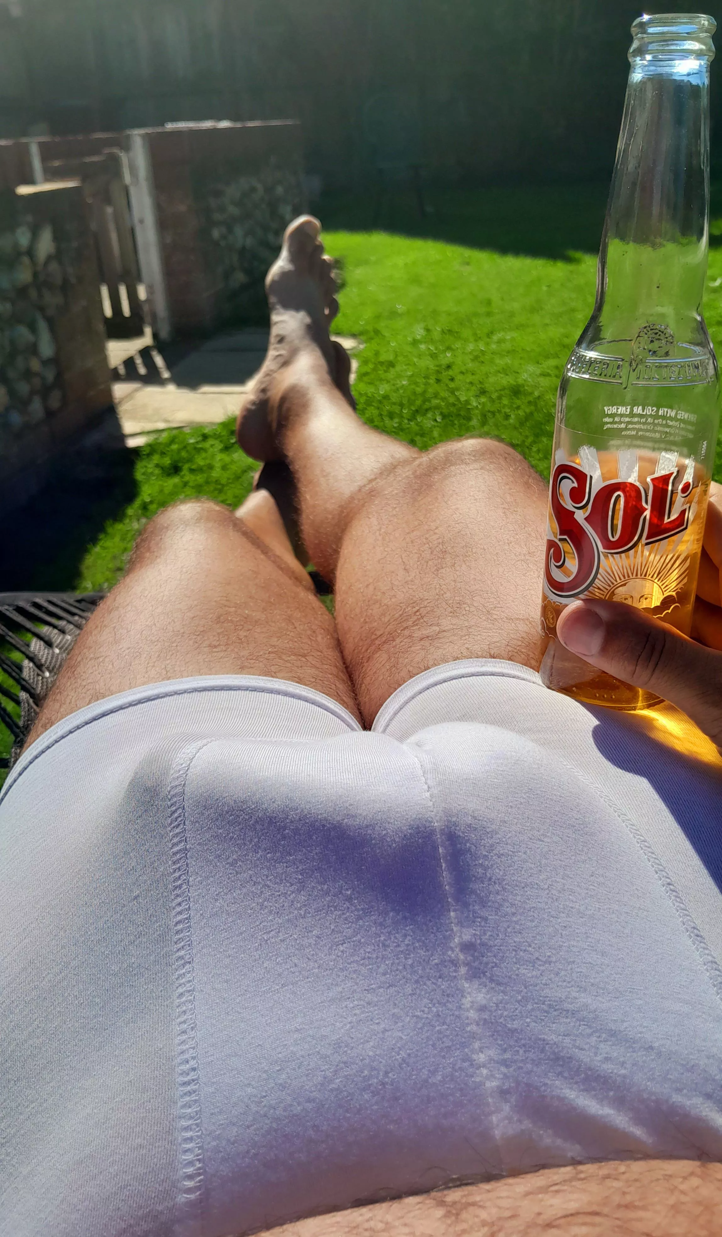 Enjoying a beer in the sun