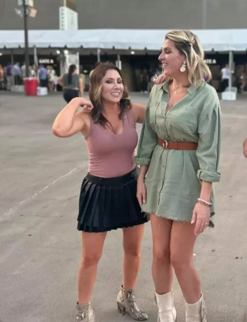 She's looking down at them