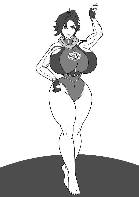 WIP/sketch of Buff and Busty 30yo Ruby from Jl x RWBY