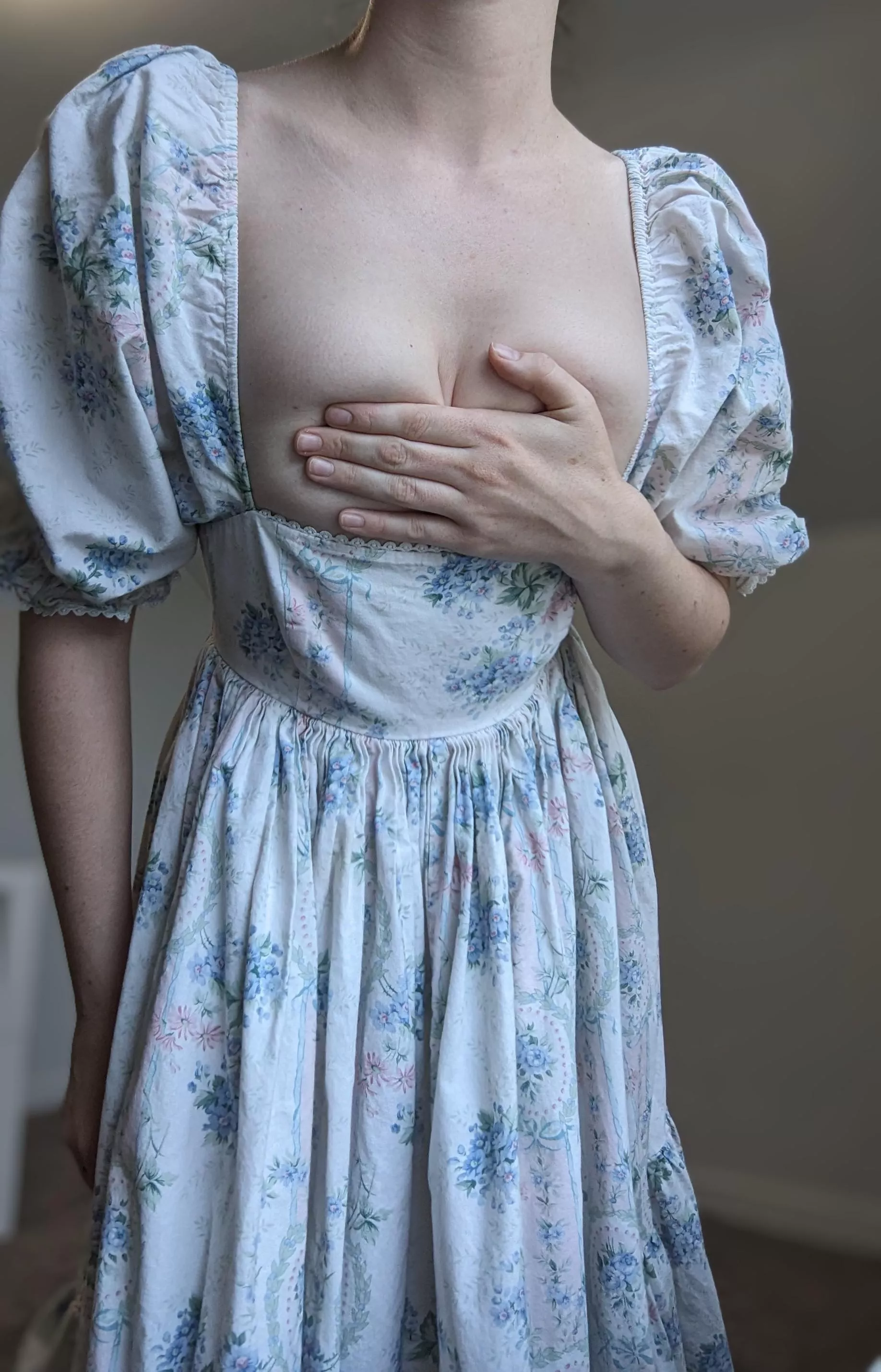 I think the cut on this dress is a little too low [F]