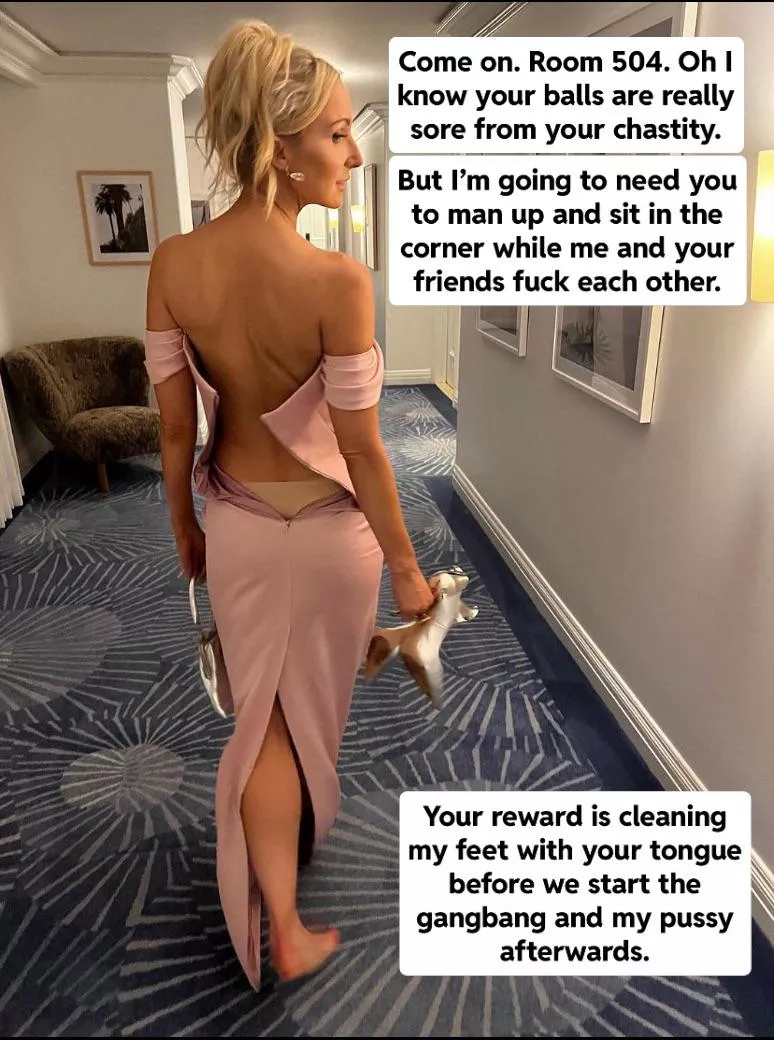 Your wife never cares to hear about your chastity woes. She just wants a real man’s dick in her.