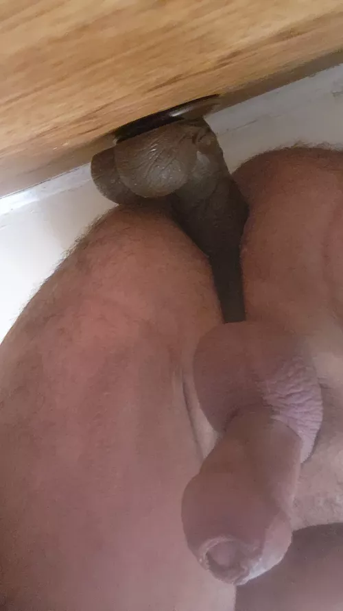 Big 9 inch dildo and plug with cock ring. Felt that stretch