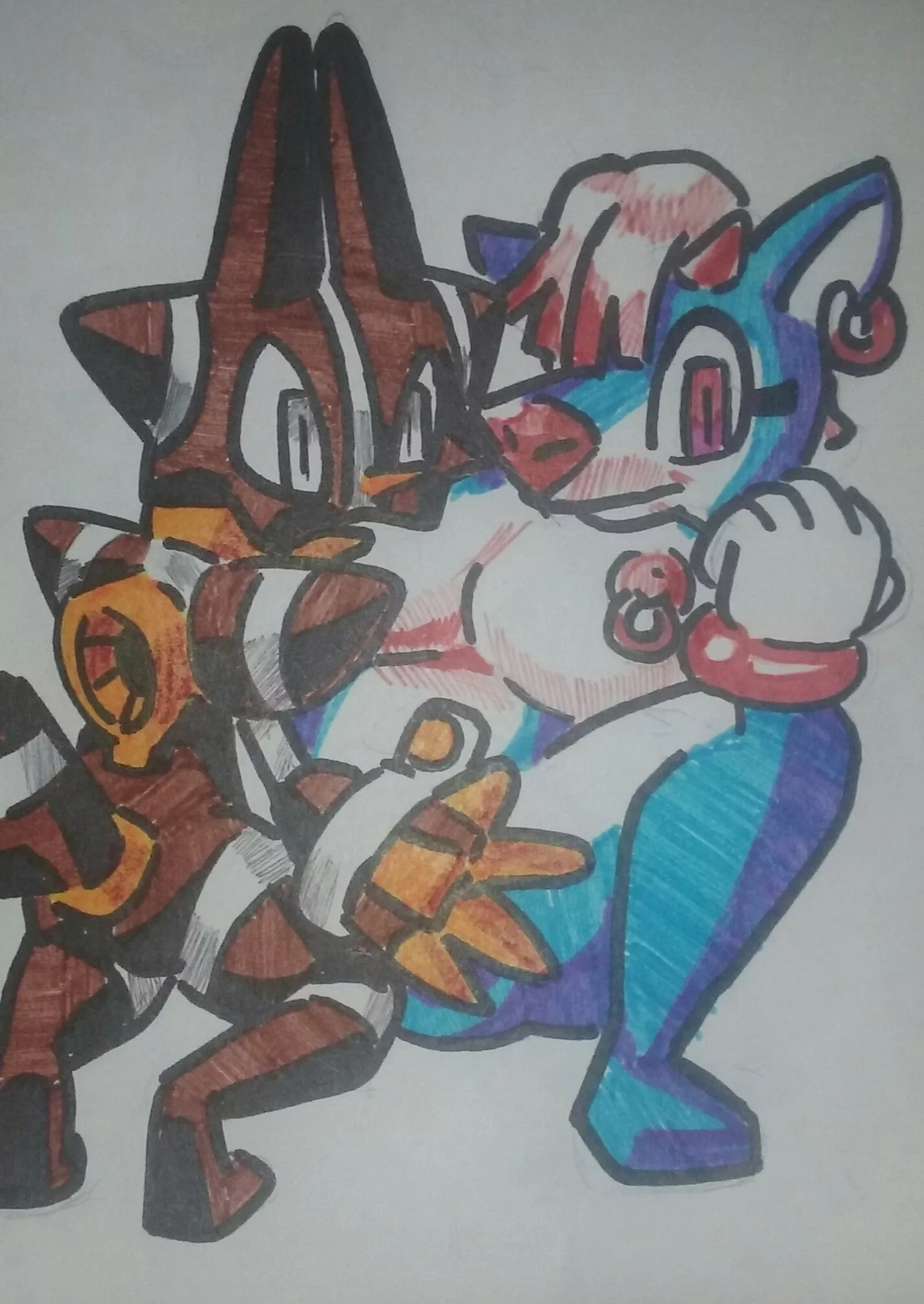 Here's Ryff the Escort and Dewdrop the Cow (sonic OCs) by me JAXUS-