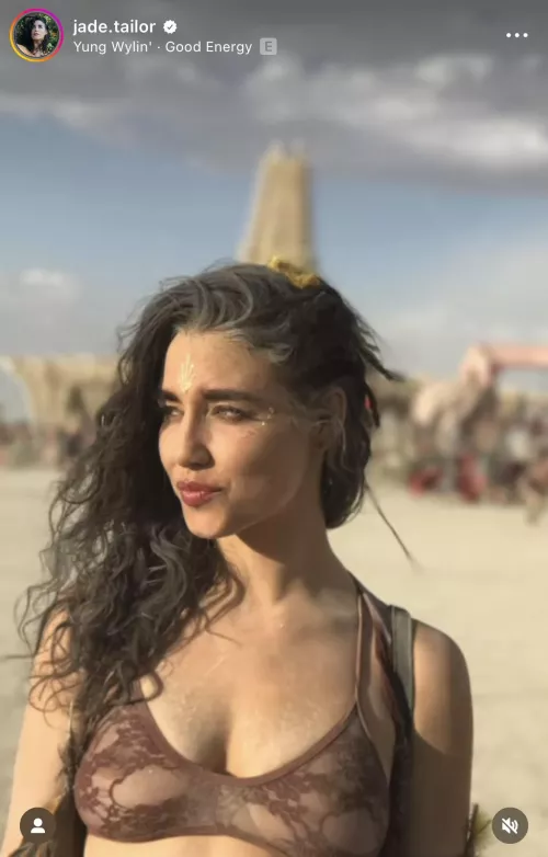 Jade Tailer (The Magicians) see through bra at Burning Man