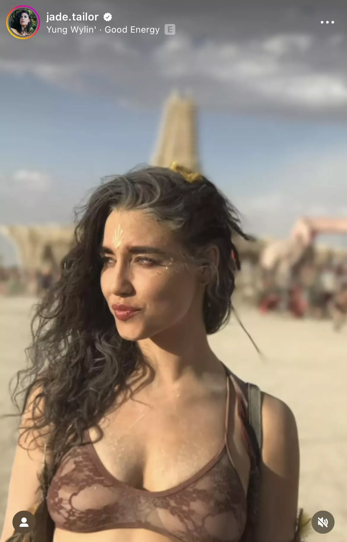 Jade Tailer (The Magicians) see through bra at Burning Man