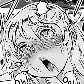 LF Mono Source: 1girl, ahegao, heart shaped pupils, blonde hair, crying, blush, ear blush, hair between eyes, heart icon, open mouth, tongue, teeth, drool, long eyelids, eyebrows visible through hair, shock, 