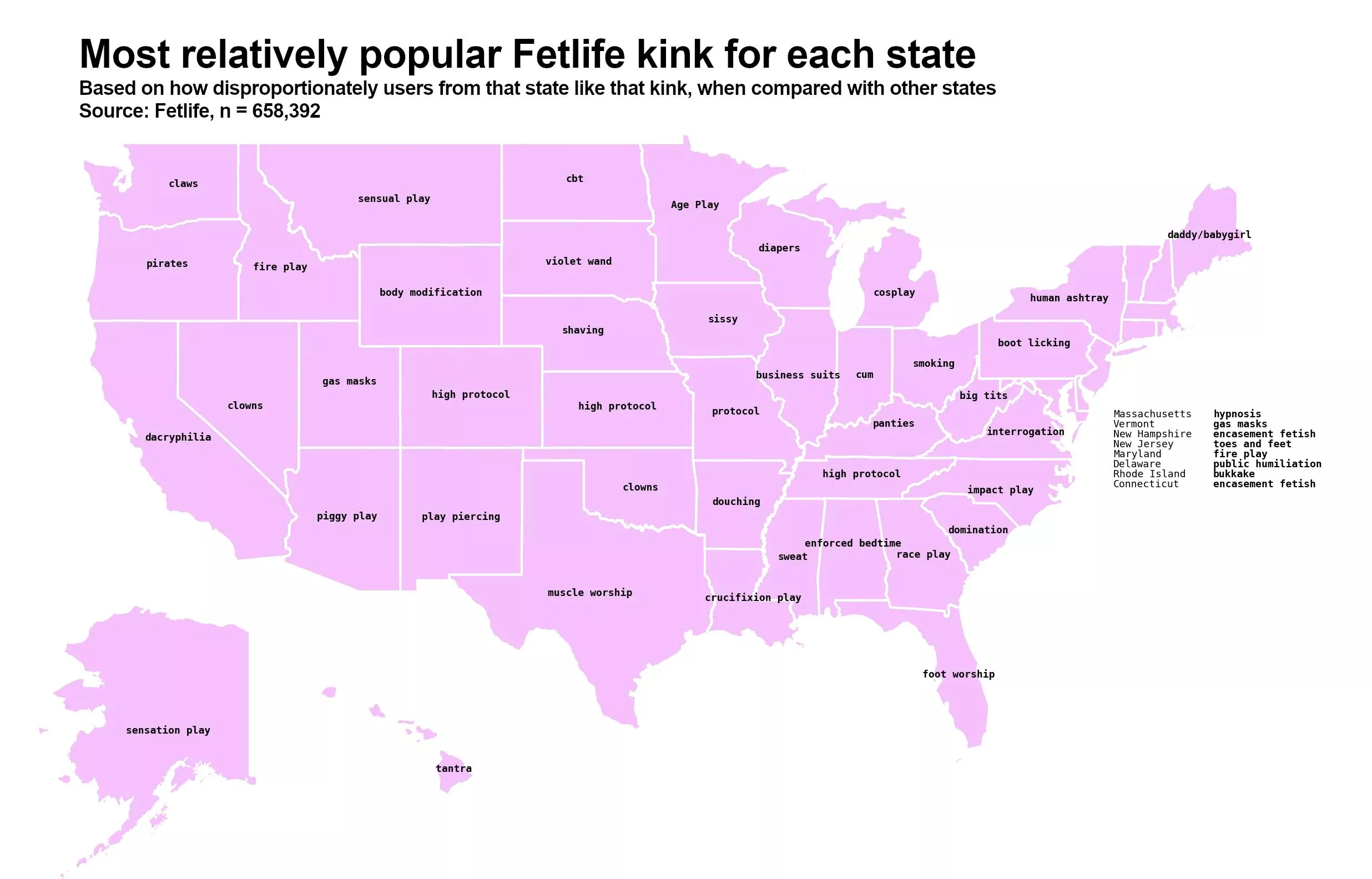 Wisconsin is the state the most into diapers, and Minnesota for ageplay according to Fetlife