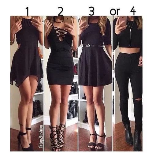 Which black outfit would you most want to wear, Sissy?