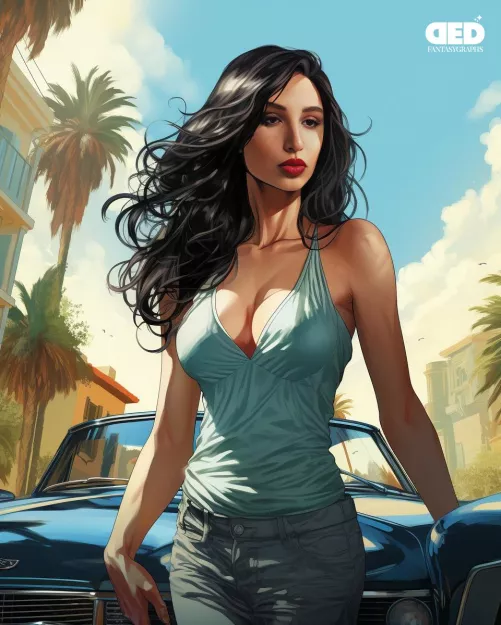 Abella as a GTA character.