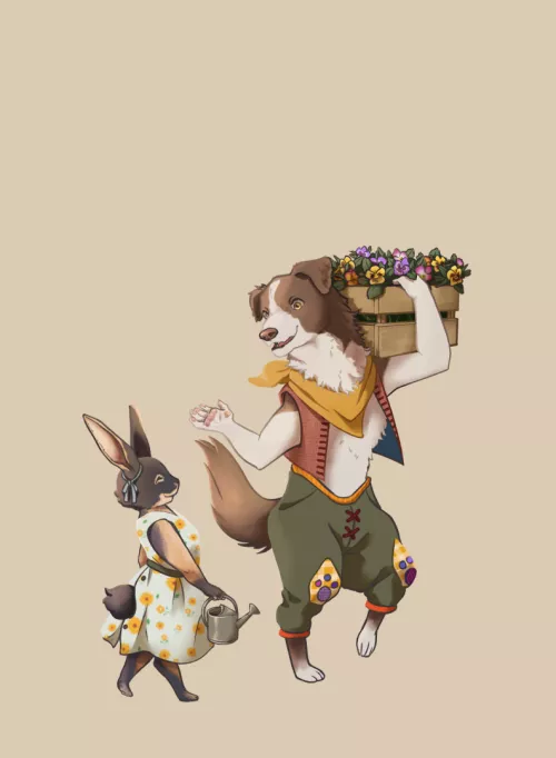 [oc] I'm working on a small project designing characters with a medieval fantasy aesthetic. These are the village gardeners! 🌱💚
