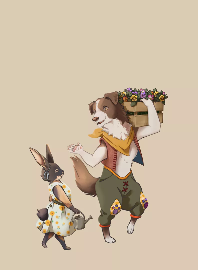 [oc] I'm working on a small project designing characters with a medieval fantasy aesthetic. These are the village gardeners! 🌱💚