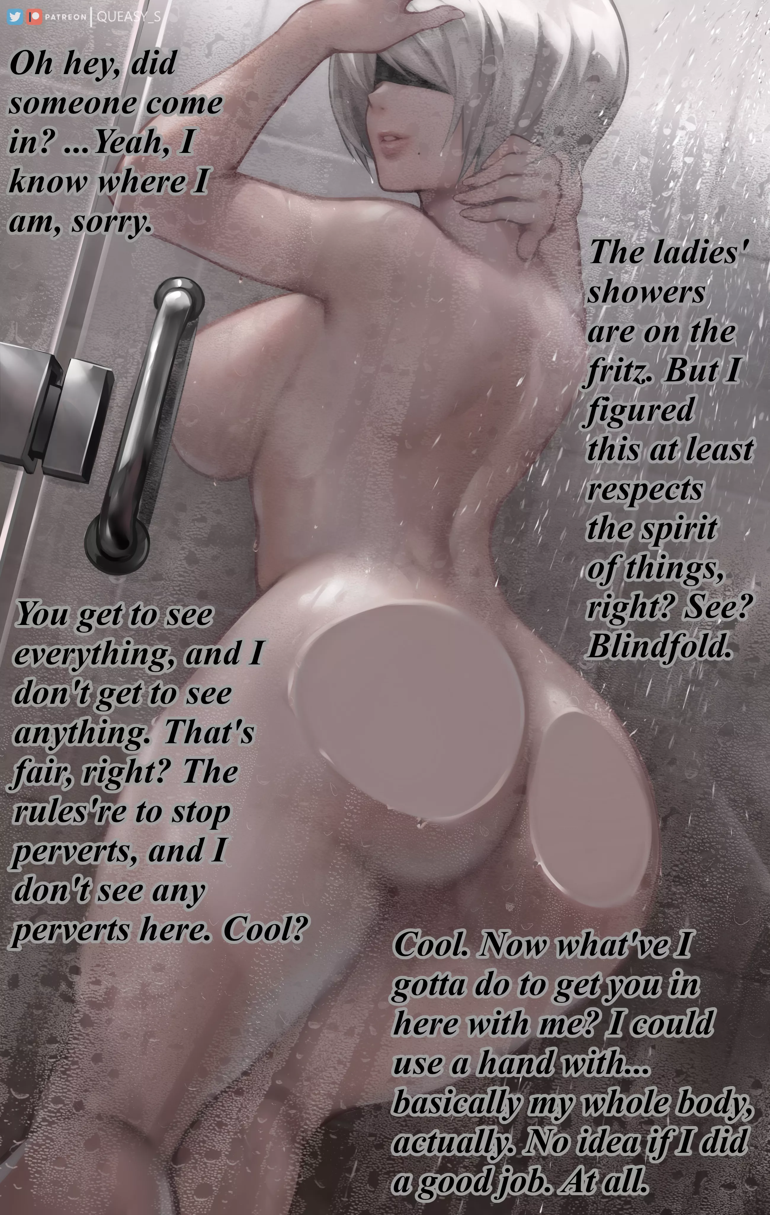 This Is Fair, Right? [Shower] [Blindfold] [Exhibitionism] [Male POV] [Assisted Bathing]