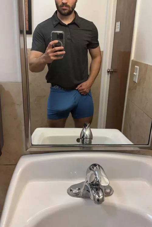 Your coworker might be taking bulge pics in the bathroom