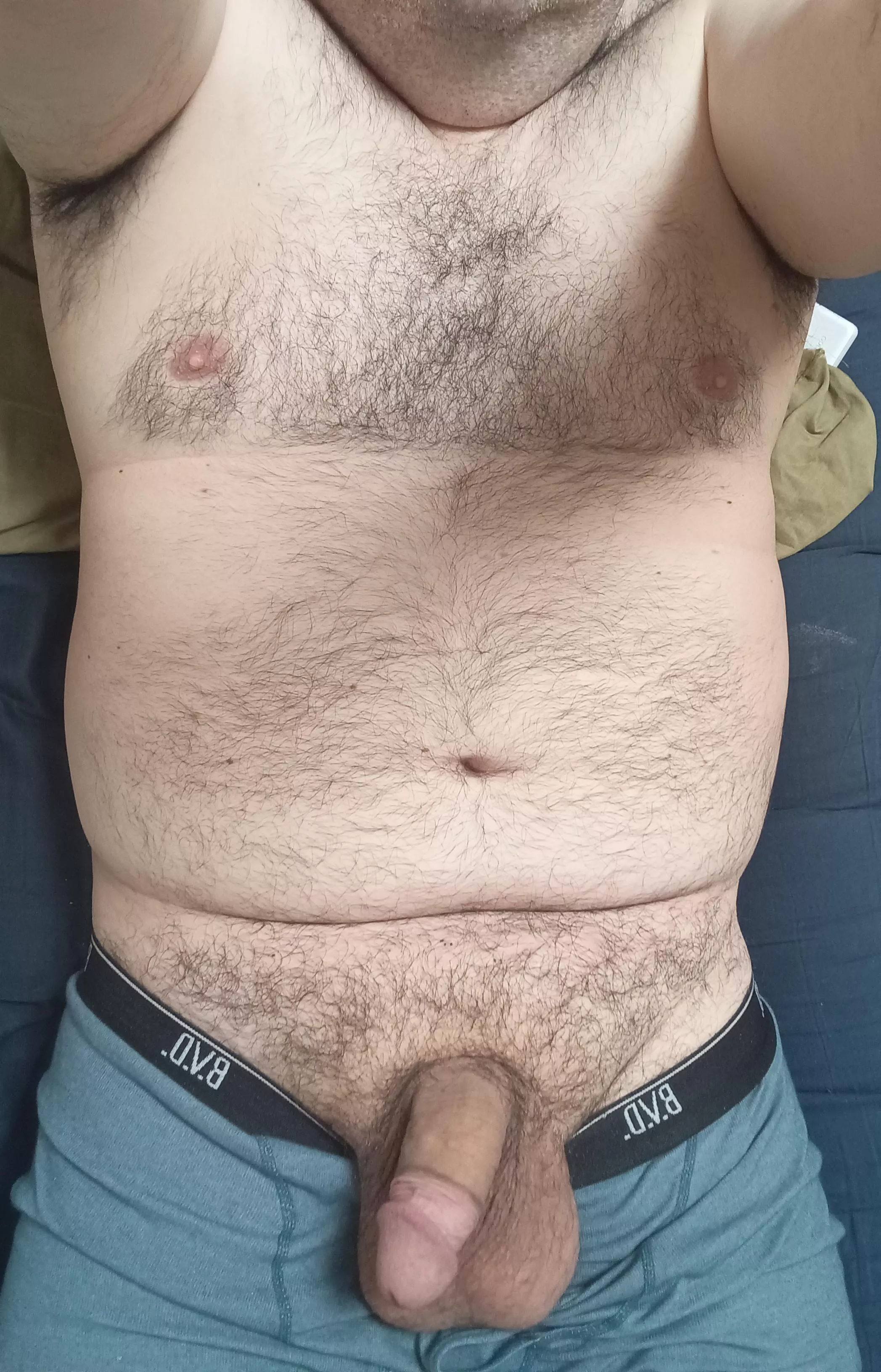 Laying in bed, hoping someone will want to snuggle. (44 yr old)