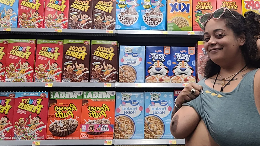 Love grocery shopping with my tits out and having all the old men look my way