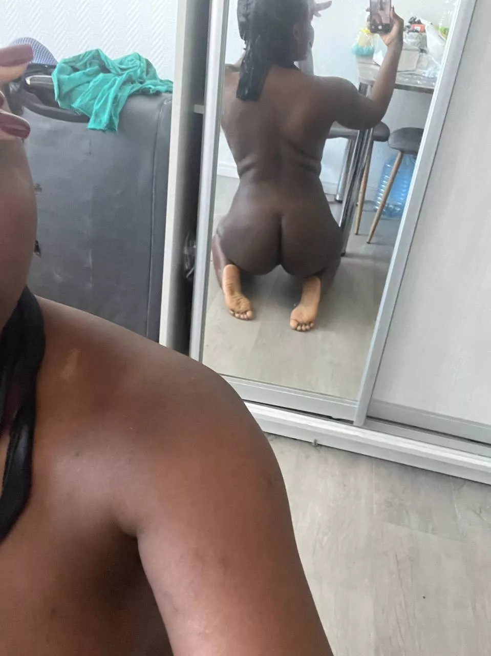 my thick ebony is spread for your fat cock