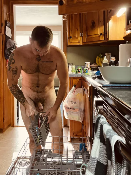 The load in the dishwasher is done.