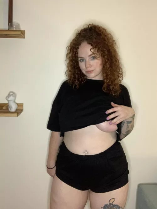 Curly hair with huge tits