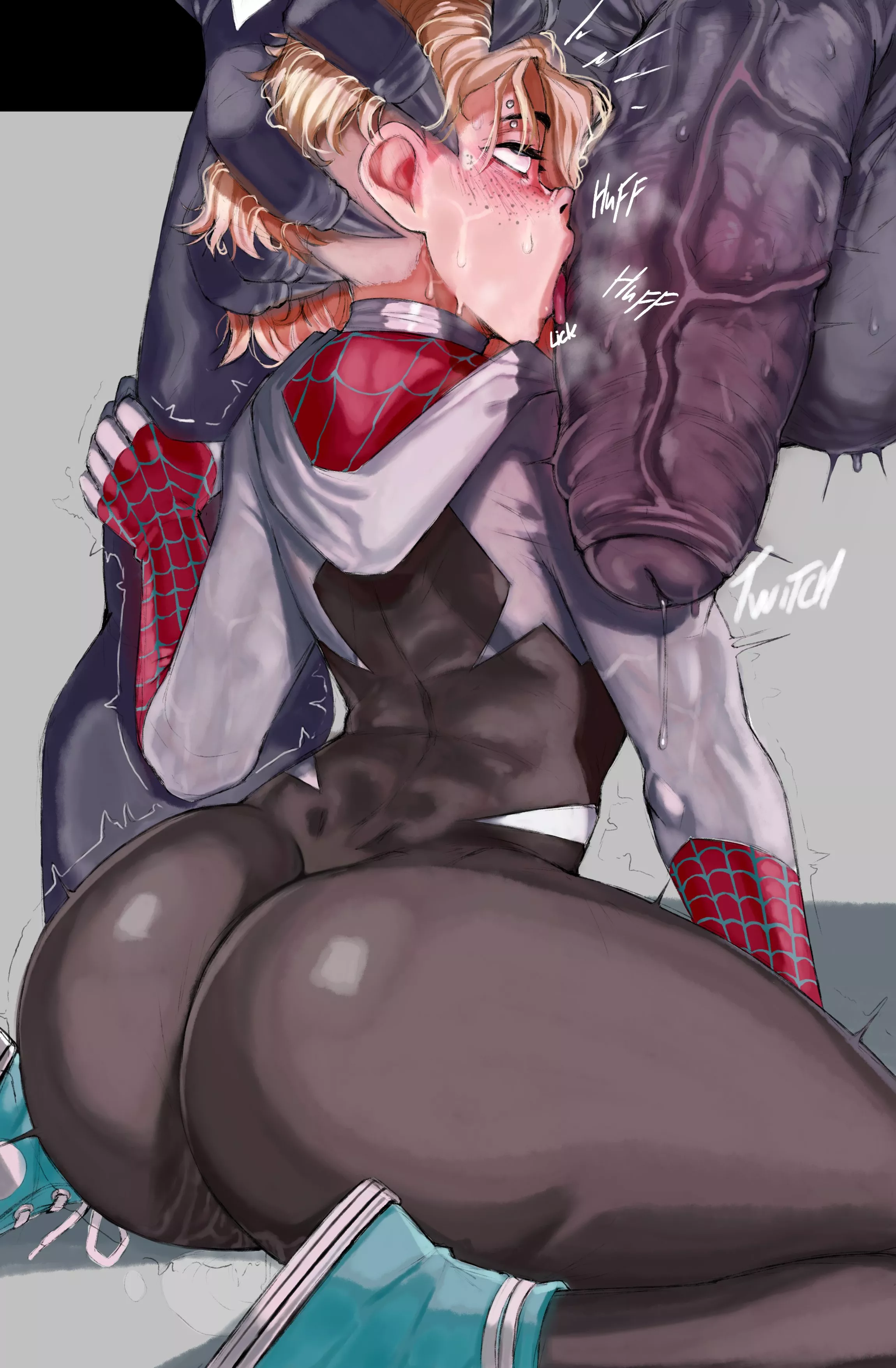 I wonder where that heroine I heard so much about is... well, I'm sure she will come to try and save this dumb girl I found. A single cockslap and she's already huffing my musk. [Across The Spiderverse] (moisty boo)