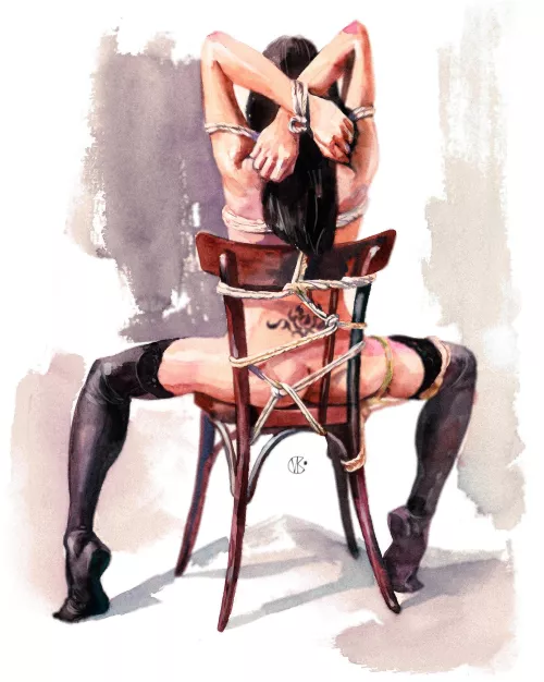 Old chair, watercolor