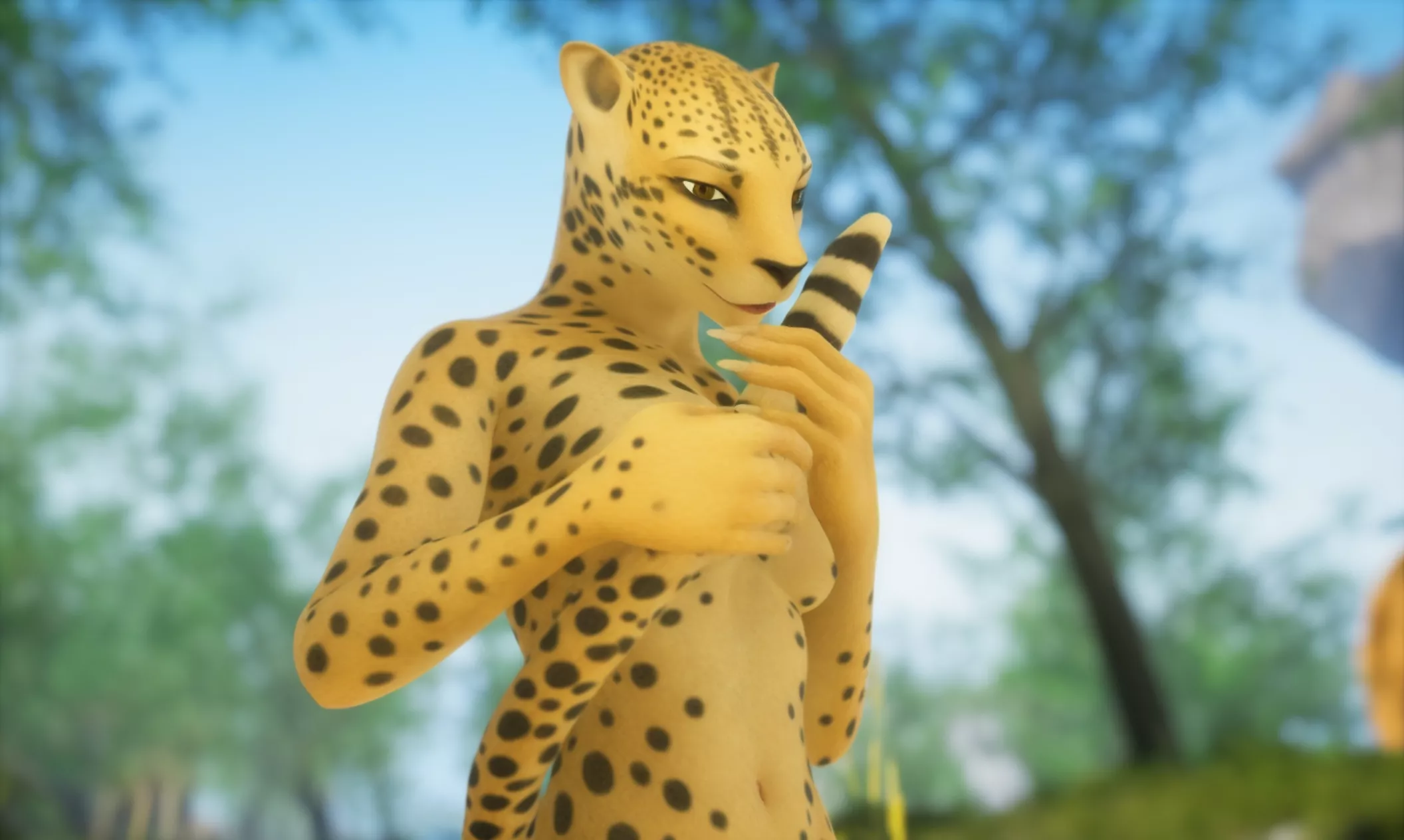 Shy Furry with Playful Ponytail