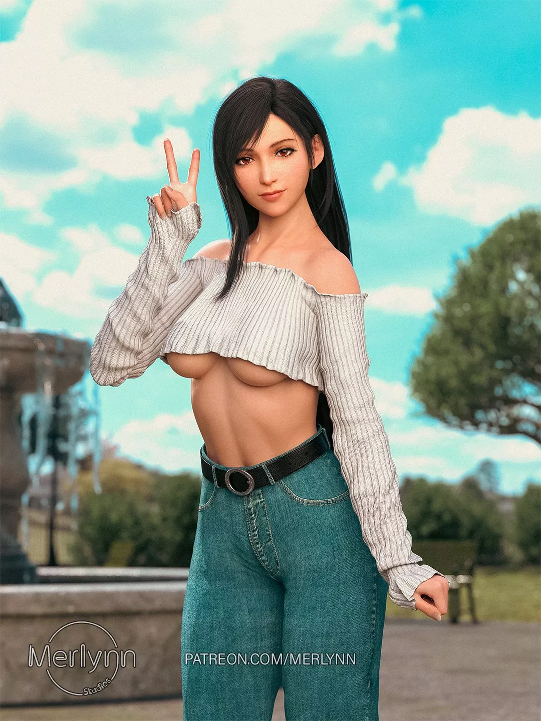 Tifa Lockhart Walking Through Park (MerlynnStudios)