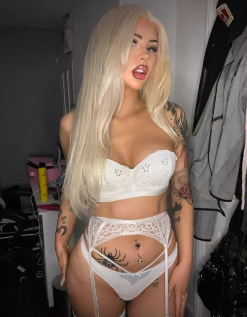 White hair white lingerie